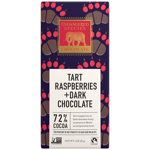 Endangered Species Dark Chocolate Bar Tart Raspberries