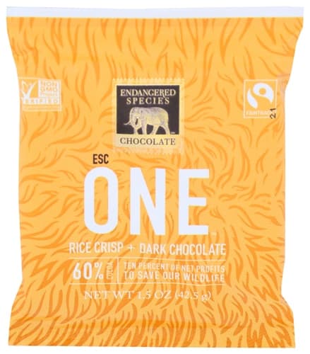 Endangered Species Dark Chocolate Rice Crisp Bar 60% Cocoa