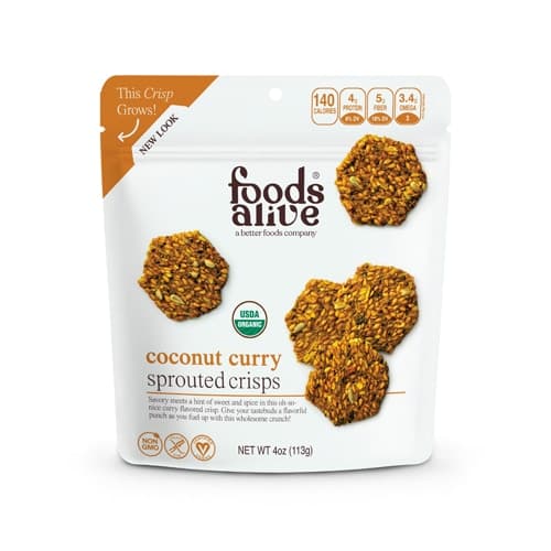 Foods Alive Organic Sprouted Crisps Coconut Curry