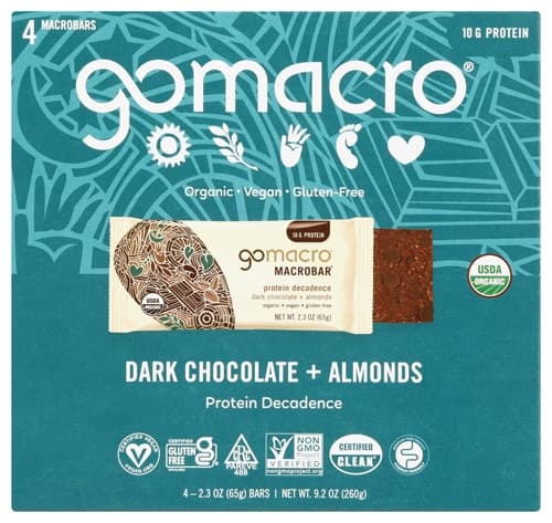Gomacro Macrobar Dark Chocolate & Almonds Bars