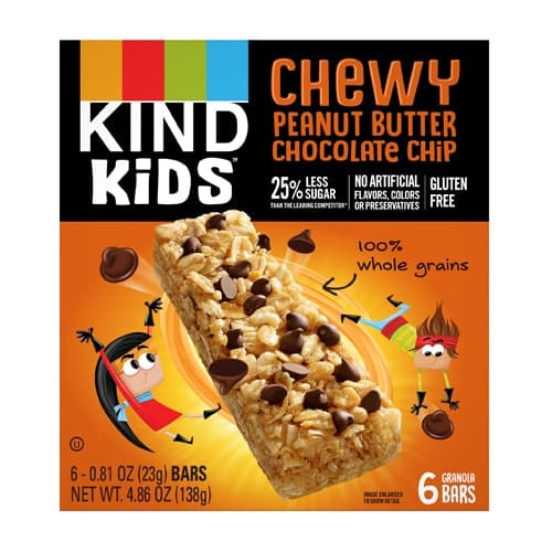 Kind Kids Granola Bars Gluten Free Chewy Peanut Butter Chocolate Chip