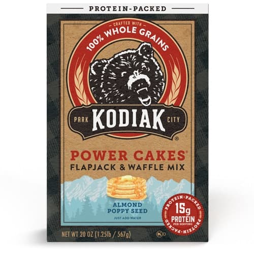 Kodiak Cakes Flapjack & Waffle Mix Protein Packed Power Cakes 100% Whole Grain Almond Poppy Seed