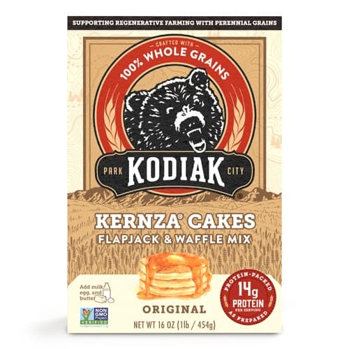 Kodiak Cakes Flapjack Waffle Mix Kernza Cakes 100% Whole Grain Non Gmo Original
