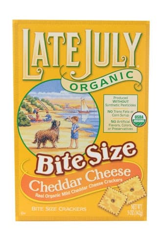 Late July Snacks Organic Bite Size Cheddar Cheese Crackers