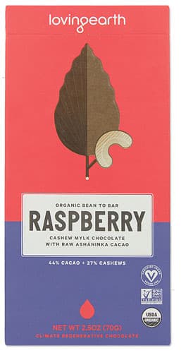 Loving Earth Organic Vegan Cashew Milk Chocolate Bar Rasberry