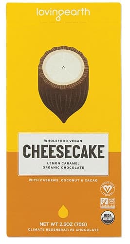 Loving Earth Organic Vegan Chocolate Bar Lemon Caramel Cheesecake