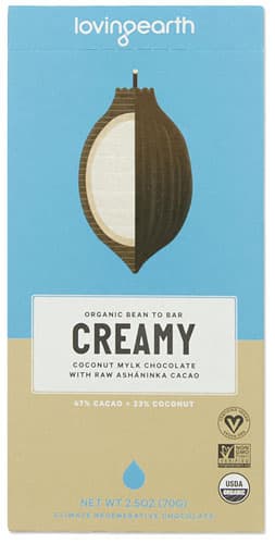Loving Earth Organic Vegan Coconut Milk Chocolate Bar Creamy