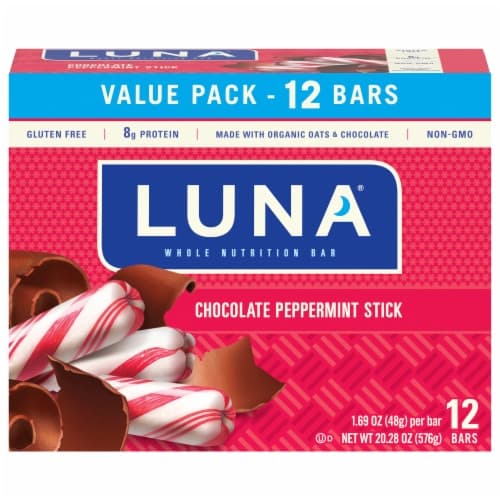 Luna Gluten Free Whole Nutrition Bars Chocolate Peppermint