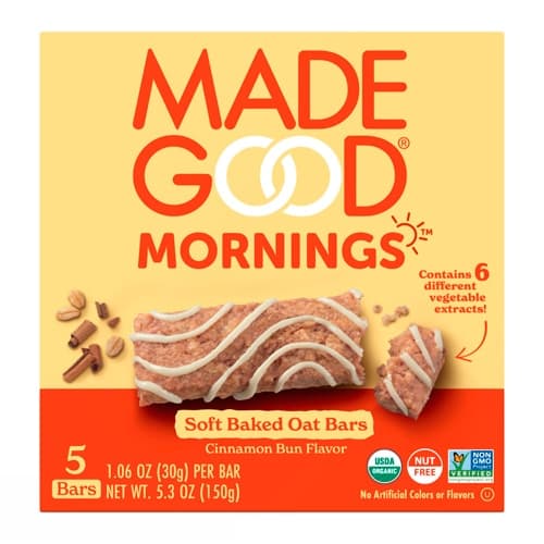 Madegood Mornings Soft Baked Oat Bars Cinnamon Bun Flavor