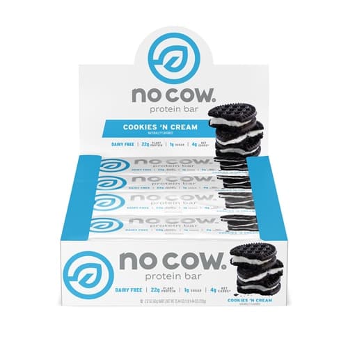 No Cow Protein Bar, Cookies N Cream, 12 Bars