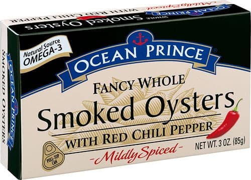 Ocean Prince Fancy Whole Smoked Oysters With Red Chili Pepper