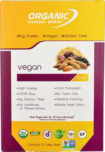 Organic Food Bar Raw Vegan Bar