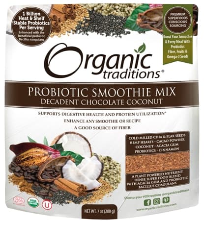 Organic Traditions Probiotic Smoothie Mix Decadent Chocolate Coconut
