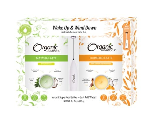 Organic Traditions Wake Up & Wind Down Matcha & Turmeric Latte Duo