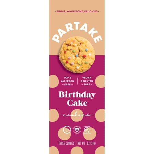 Partake Crunchy Cookies Snack Pack Birthday Cake