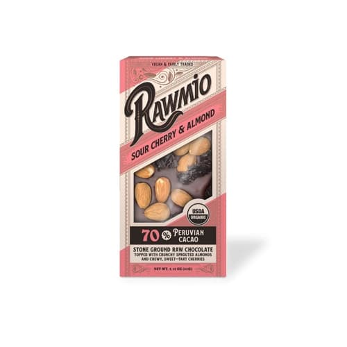 Rawmio Organic Raw Chocolate Bark Sour Cherry & Almond