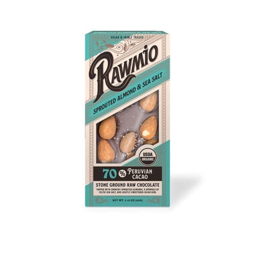 Rawmio Organic Raw Chocolate Bark Sprouted Almond & Sea Salt