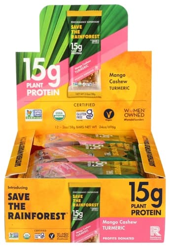 Shanti Bar Organic Protein Bar Gluten Free Mango Cashew Turmeric