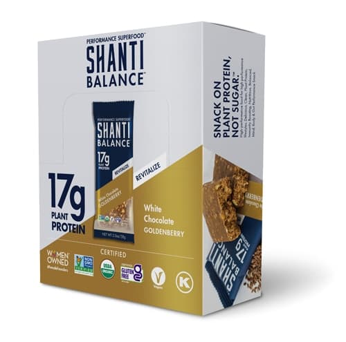 Shanti Bar Organic Protein Bar Gluten Free White Chocolate Goldenberry