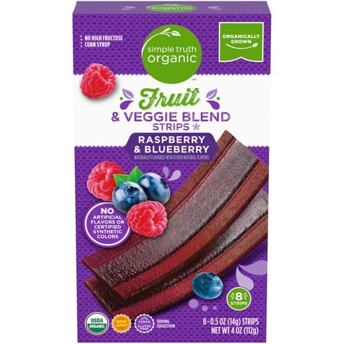 Simple Truth Organic Fruit & Veggie Blend Strips Raspberry & Blueberry