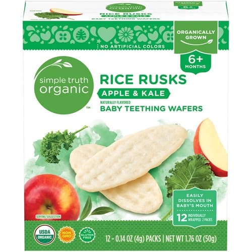 Simple Truth Organic Rice Husks Baby Teething Wafers Apple & Kale