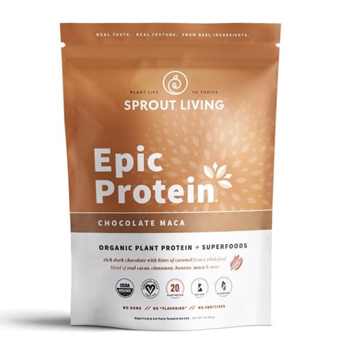 Sprout Living Epic Protein - Organic Plant Protein And Superfoods Chocolate Maca