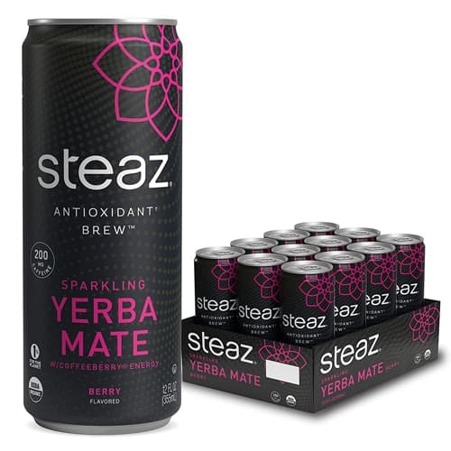 Steaz Green Tea Soda Antioxidant Brew Organic Sparkling Yerba Mate Berry