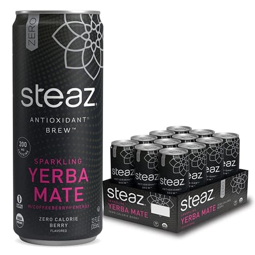 Steaz Green Tea Soda Antioxidant Brew Organic Sparkling Yerba Mate Zero Berry