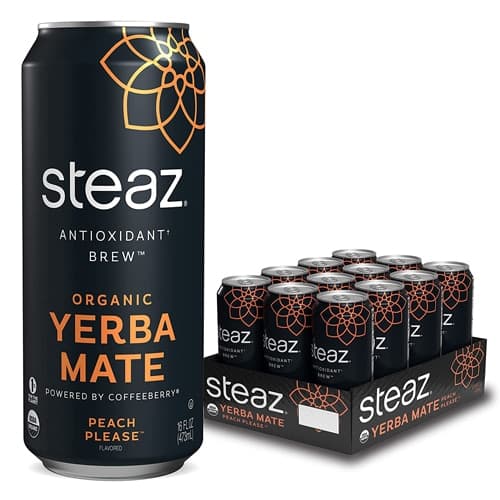 Steaz Green Tea Soda Antioxidant Brew Organic Yerba Mate Peach Please