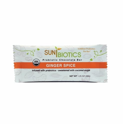 Sunbiotics Organic Probiotic Chocolate Bar Ginger Spice