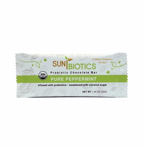 Sunbiotics Organic Probiotic Chocolate Bar Pure Peppermint