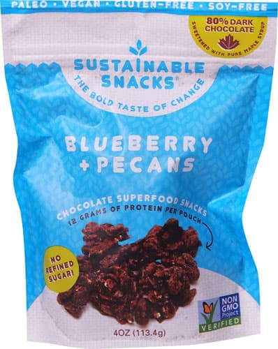 Sustainable Snacks Chocolate Superfood Snacks Blueberry And Pecans
