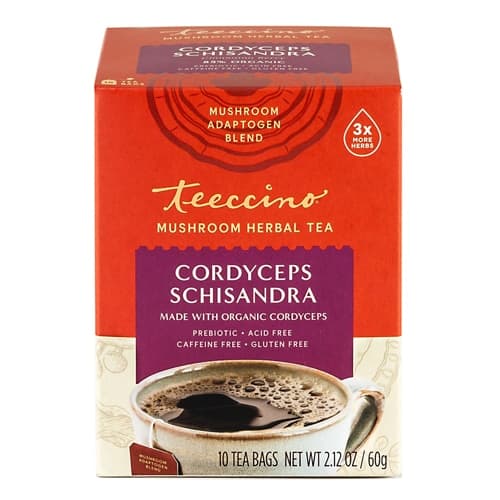 Teeccino Mushroom Herbal Tea Cordyceps Schisandra Cinnamon Berry