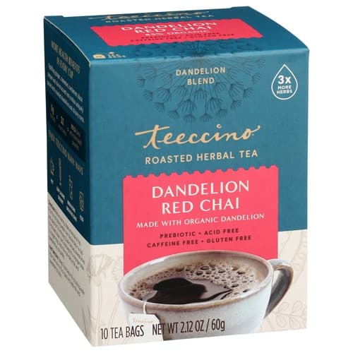 Teeccino Organic Chicory Herbal Tea Gluten Free Dandelion Red Chai