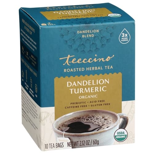 Teeccino Organic Chicory Herbal Tea Gluten Free Dandelion Turmeric