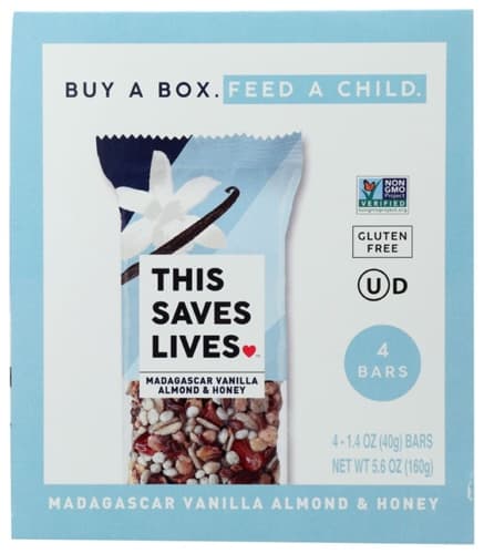 This Saves Lives Gluten Free Bars Madagascar Vanilla Almond & Honey