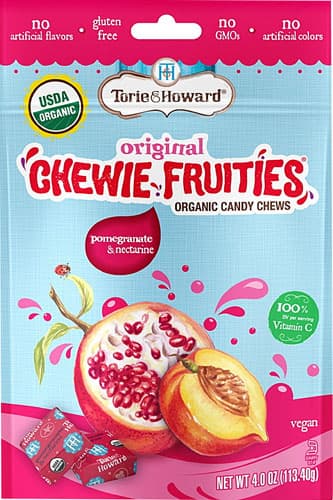 Torie & Howard Chewie Fruities Organic Candy Chews Pomegranate & Nectarine