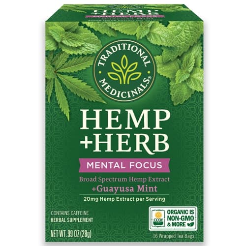 Traditional Medicinals Organic Hemp + Herb Mental Focus Guayusa Mint