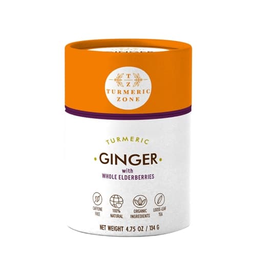 Turmeric Zone Organic Turmeric Ginger Tea With Whole Elderberries