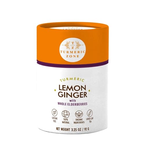 Turmeric Zone Organic Turmeric Lemon Ginger With Elderberry Tea