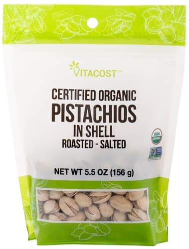 Vitacost Certified Organic Pistachios In Shell Roasted Salted Non-Gmo Kosher