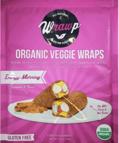 Wrawp Organic Veggie Wraps - Energy Morning Cinnamon & Raisin