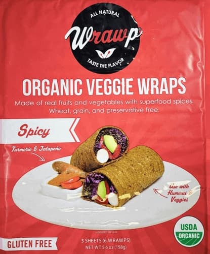 Wrawp Organic Veggie Wraps - Spicy Turmeric & Jalapeno