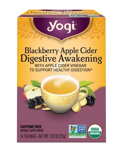 Yogi Non-Gmo Caffeine Free Organic Digestive Awakening Blackberry Apple Cider