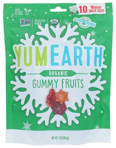Yum Earth Non-Gmo Organic Holiday Gummy Fruits Assorted Fruit