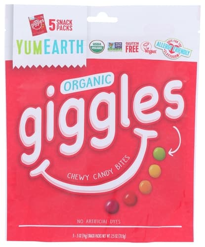 Yum Earth Non-Gmo Organic Giggles Chewy Candy Bites Assorted Fruit