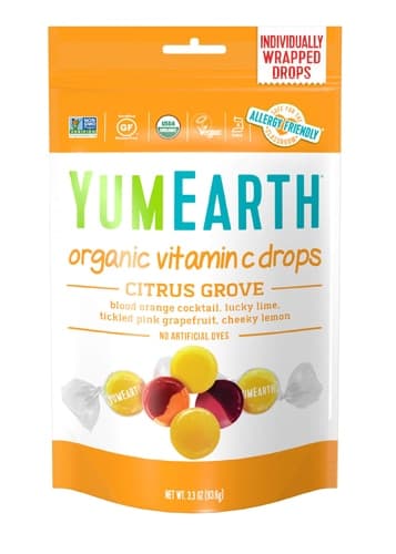 Yum Earth Non-Gmo Organic Vitamin C Drops Citrus Grove