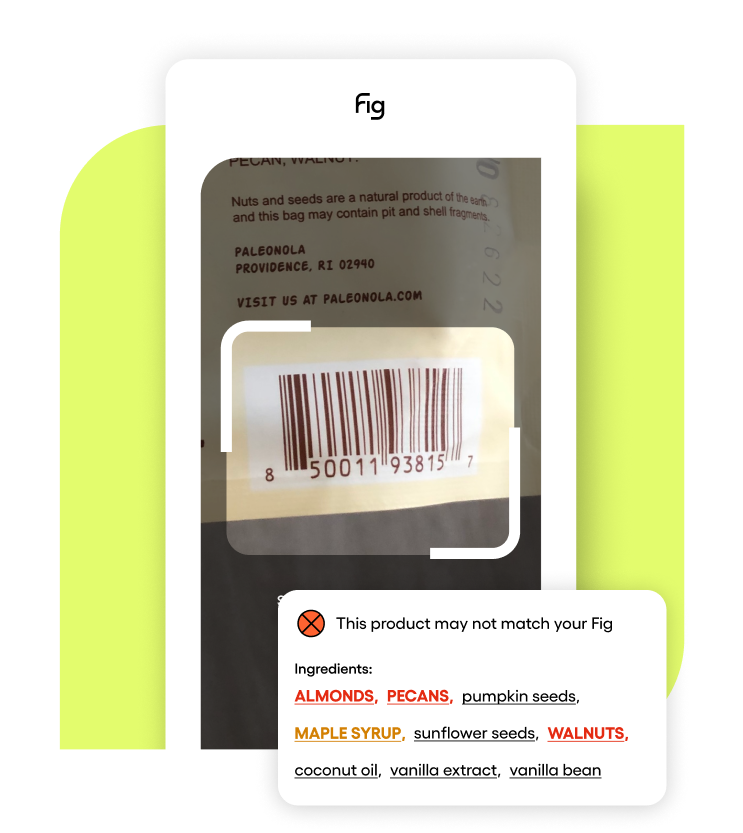 A screenshot of someone scanning a product using the Fig app