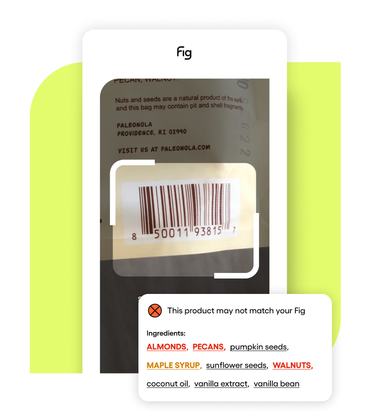 A screenshot of someone scanning a product using the Fig app